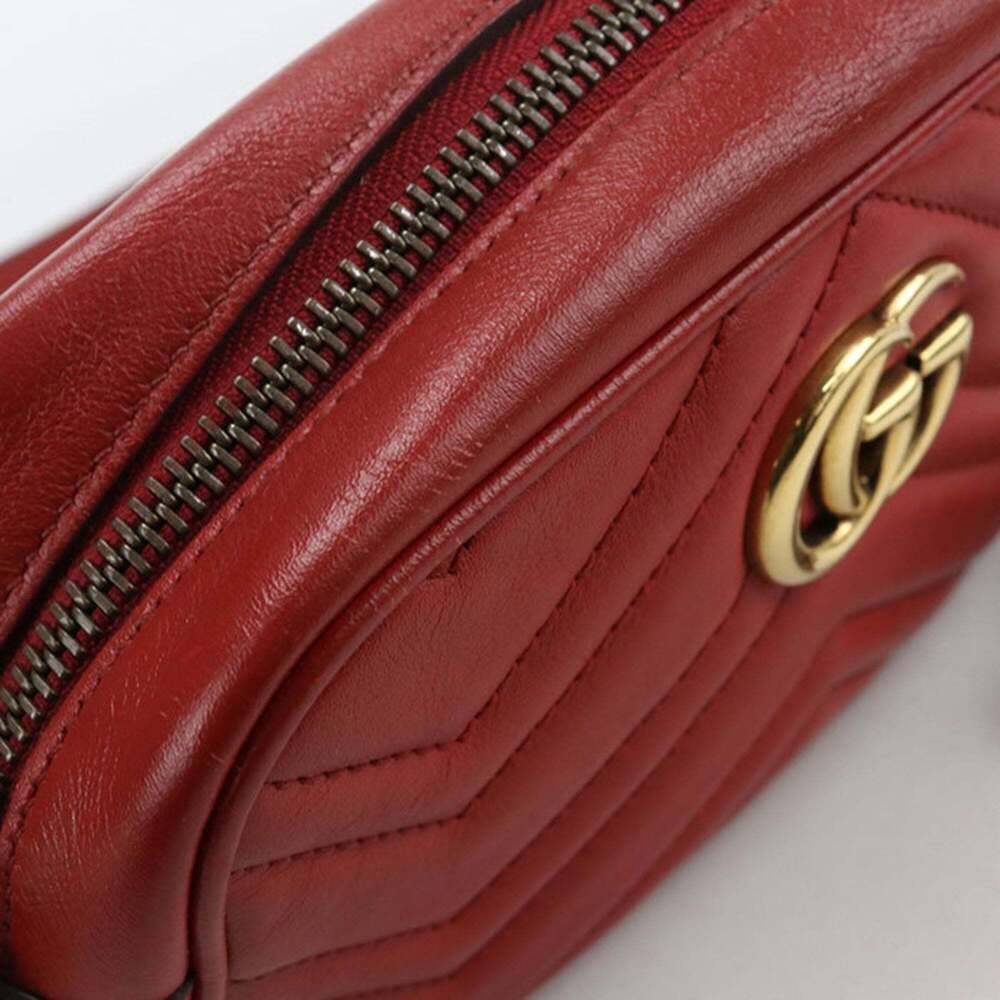 GUCCI Red GG Marmont Shoulder Bag - Picture 6 of 9